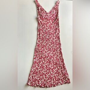 Free People Red and White Floral Maxi Slip Dress